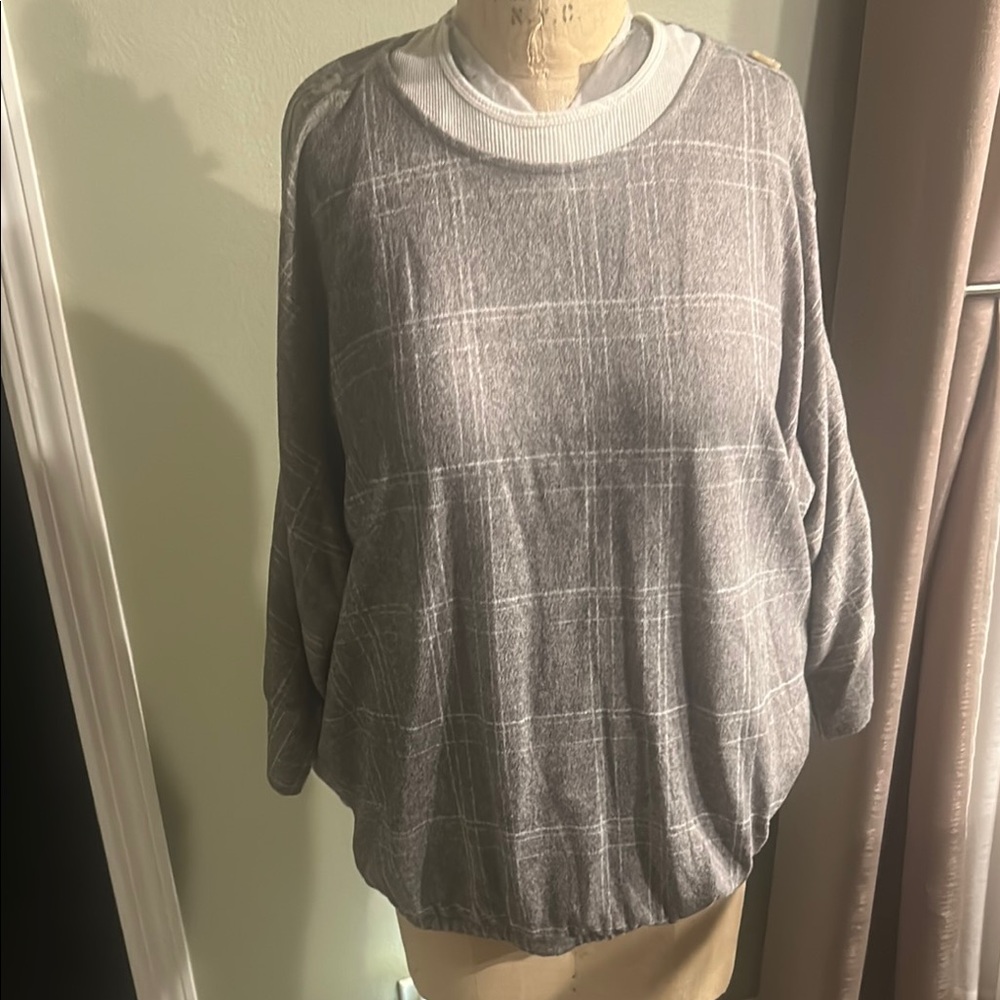 Casual Gray Plaid Women's Blouse